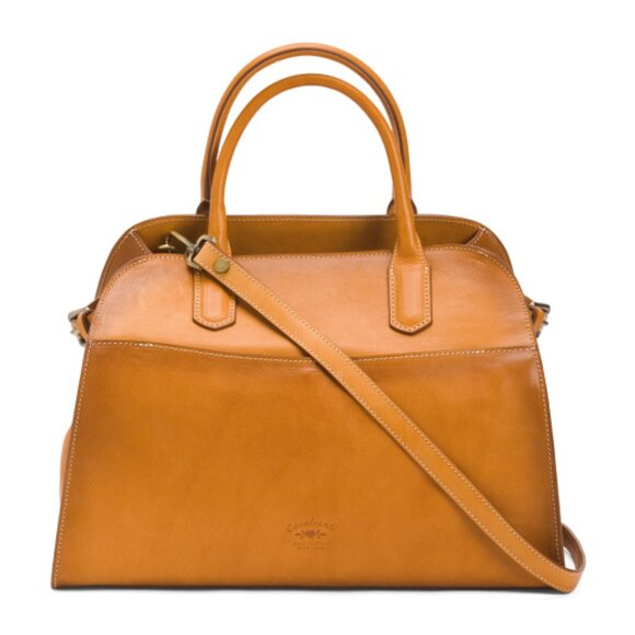 Viral CAVALCANTI Cuoio Burnished Italian Leather Satchel Crossbody Tote … - Picture 1 of 9